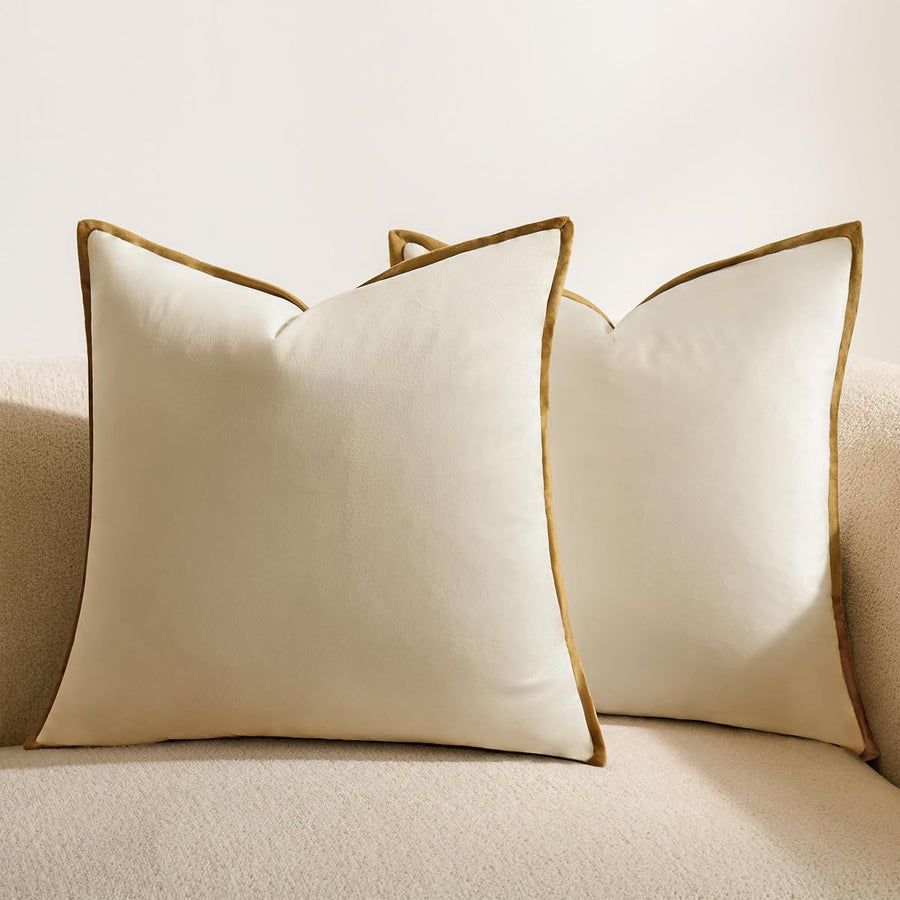 Ultra-Soft Velvet Pillow Covers — Set of 2 — Natural White