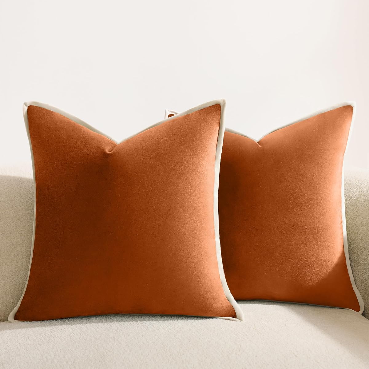 Ultra-Soft Velvet Pillow Covers — Set of 2 — Terracotta Rust