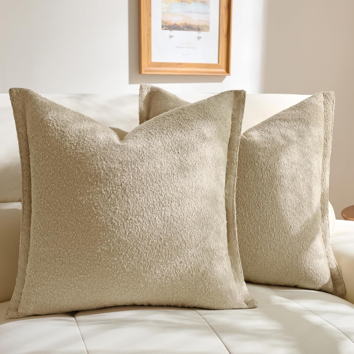 Bouclé Pillow Covers with Flange — 2 Pack — Ivory