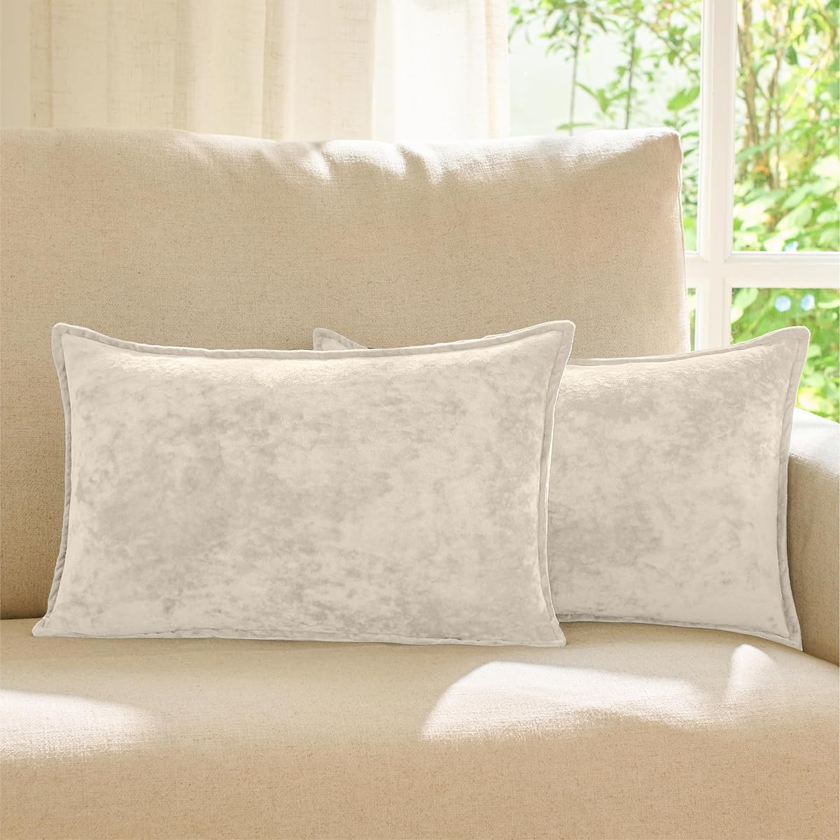 Matte Frosted Velvet Pillow Covers — Set of 2 — White