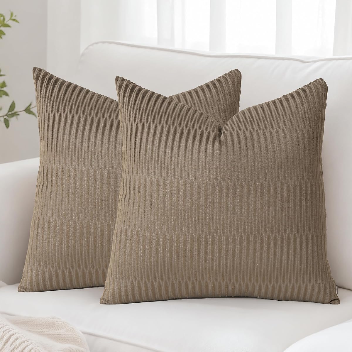Embossed Velvet Pillow Covers — Set of 2 — Camel