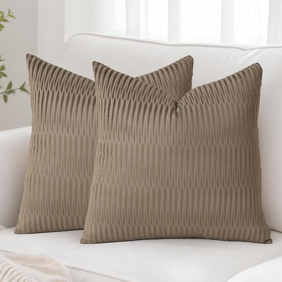 Embossed Velvet Pillow Covers — Set of 2 — Camel