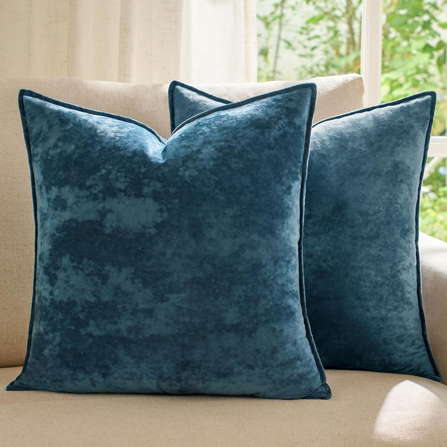 Matte Frosted Velvet Pillow Covers — Set of 2 — Navy